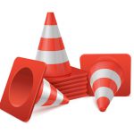 Realistic vector set of plastic road cones in various positions.